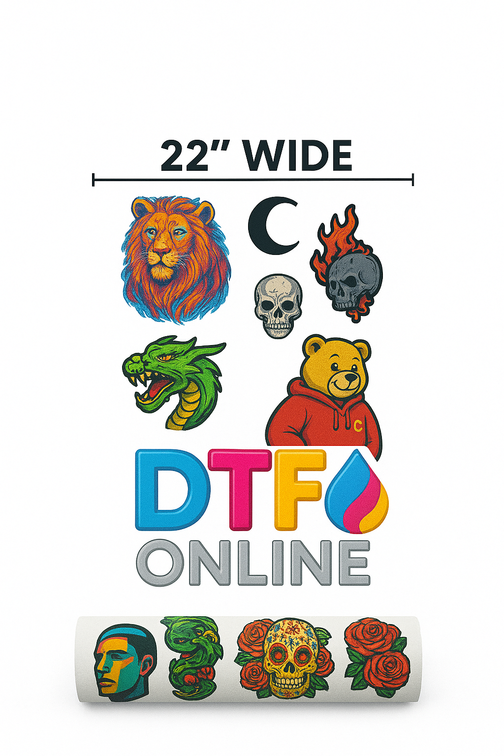 22 inch wide dtf hot peel gang sheet transfers